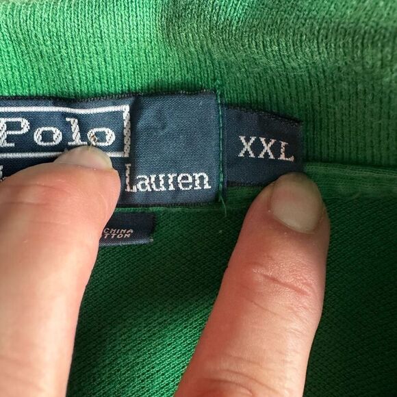 Vintage Polo Ralph Lauren Green Striped Polo Shirt XXL - Picture 4 of 8